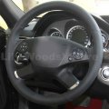 Loncky Black Genuine Leather Steering Wheel Cover For 2011 Mercedes Benz E350 2010 4matic E550 Accessorires