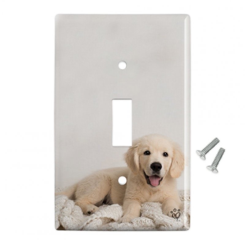 Golden Retriever Puppy Dog And Blanket Plastic Wall Decor Toggle Light Switch Plate Cover