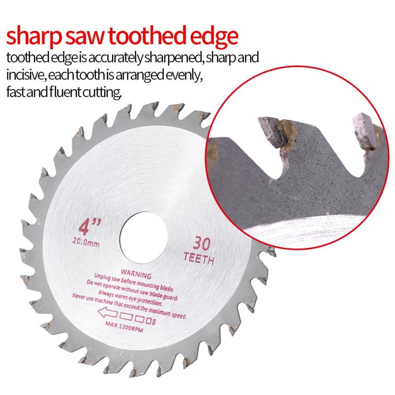 4 Circular Saw Blade 30t Teeth Cemented Carbide Cutting Disc Wood For Hard Soft Bore Diameter 20mm