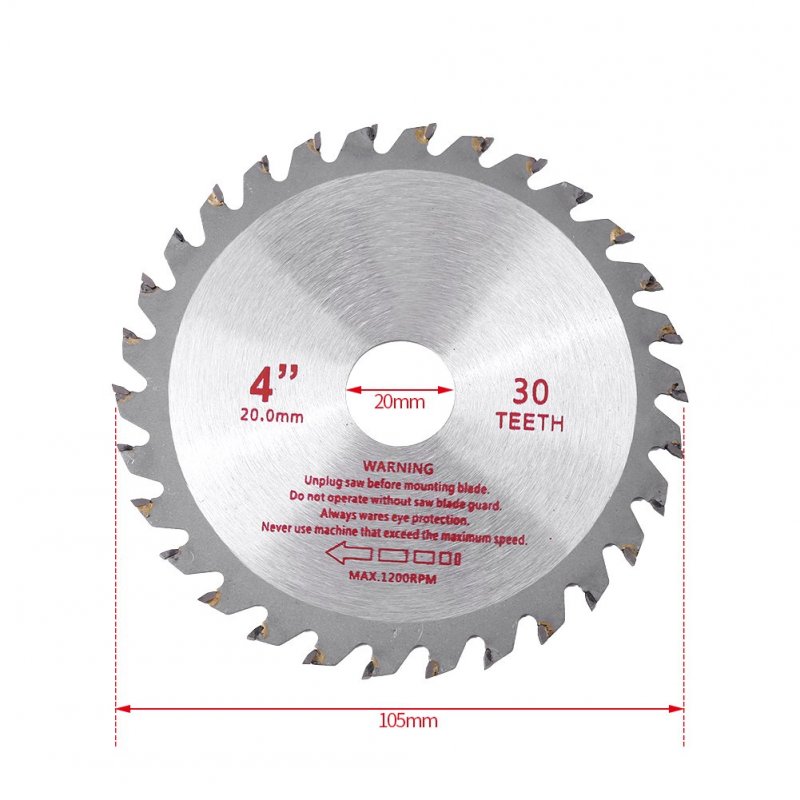 4 Circular Saw Blade 30t Teeth Cemented Carbide Cutting Disc Wood For Hard Soft Bore Diameter 20mm