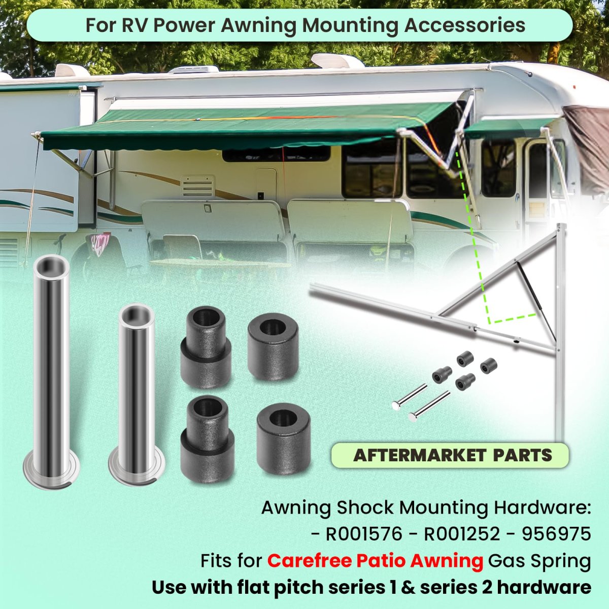 8952002 400b Awning Arm Pins And R001576 Gas Spring Mounting Replacement Hardware Repair Kit For Carefree Rv Camper Awnings