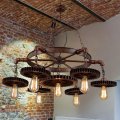 36inch 7 Lights Vintage Chandelier Wooden Retro Rustic Pendant Light Adjustable Chain Wood Decoration Easy To Install 