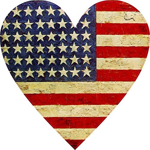 Stickertalk Heart-shaped Antique Usa Flag Vinyl Sticker 4 Inches By