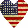 Stickertalk Heart-shaped Antique Usa Flag Vinyl Sticker 4 Inches By 