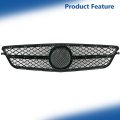 Front Upper Grille Chrome And Black Mesh Replacement For W204 C63 2008 2009 2010 2011 2012 2013