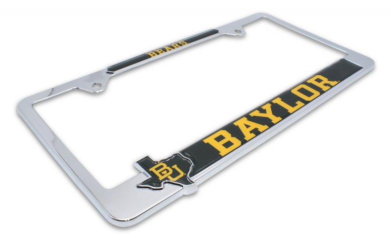 Officially Licensed Premium Shiny Chrome Metal License Plate Frame With Texas Shaped Insert Second Generation Mascot Version