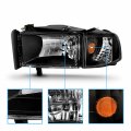 Amerilite For Dodge 1994-2001 Ram 1500 94-2002 2500 3500 Black Oe Halogen Replacement Headlights Assembly W Corner Lights Set