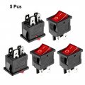 Uxcell 5pcs Ac 250v 4a 6a 10a 125v 4p I O 2 Position Snap-in Boat Rocker Switch Red Black