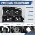 Auto Dynasty 4pcs Factory Style Headlights And Bumper Lamps Compatible With Chevy Avalanche Silverado Exclude Body Cladding