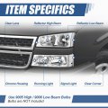 Auto Dynasty 4pcs Factory Style Headlights And Bumper Lamps Compatible With Chevy Avalanche Silverado Exclude Body Cladding
