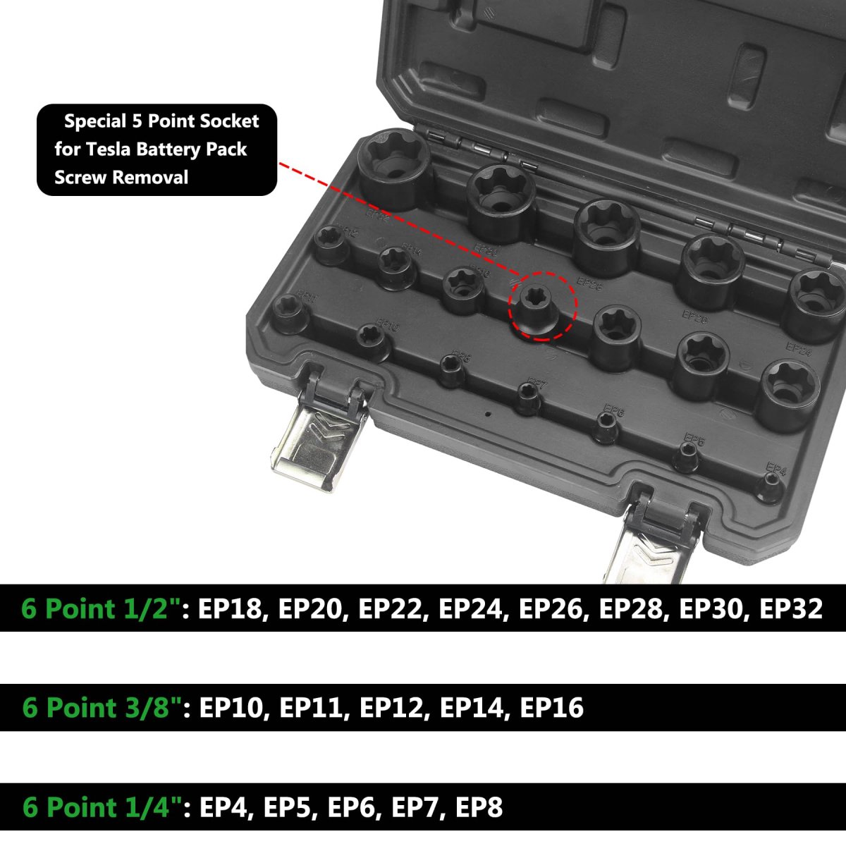 19pc External Torx Plus Socket Set 6 Point Ep4 To Ep32 4 In 3 8 1 2 Drive Alloy Steel E-torx Sockets For Automotive And Tesla