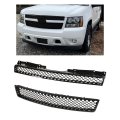 Upper And Lower Mesh Bumper Grille For 2007 2014 Chevy Tahoe Suburban 1500 2500 2013 Avalanche Painted Black Replaces Gm1200596 