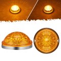 Partsam 2pcs 17led Amber Watermelon Lights Side Marker Turn Signal With Steel Stainess Bezel Replacement For Kenworth Peterbilt 