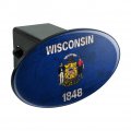 Rustic Wisconsin State Flag Distressed Usa Oval Tow Trailer Hitch Cover Plug Insert