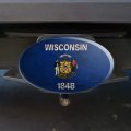 Rustic Wisconsin State Flag Distressed Usa Oval Tow Trailer Hitch Cover Plug Insert