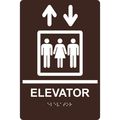 Compliancesigns Acrylic Ada Elevator Sign 9 X 6 In With English Braille Dark Brown 