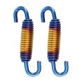 2 Pcs Universal Motorcycles Exhaust Pipe Spring 58mm 28 Stainless Steel Hook Modified Accessory Gold Tone 