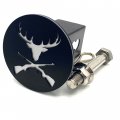 4 Round Shape Deer Hunting Design Tow Hitch Cover For 2 Receiver Truck Trailer Suv Heavy Duty Metal Black Silver 