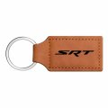 Ipick Image Compatible With Dodge Jeep Srt Logo Rectangular Brown Leatherette Key Chain