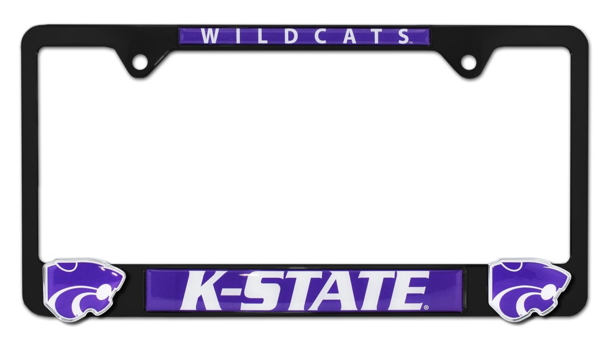 Elektroplate Officially Licensed A Kansas State University Black Metal License Plate Frame With 3d Logos Affixed Premium Car
