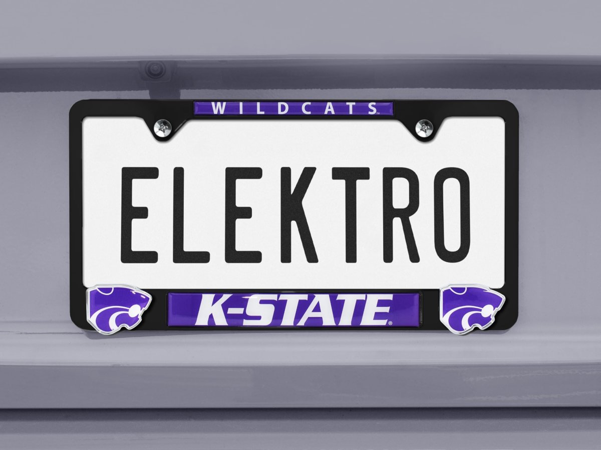 Elektroplate Officially Licensed A Kansas State University Black Metal License Plate Frame With 3d Logos Affixed Premium Car