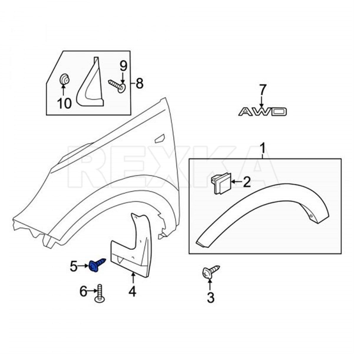 Rexka 20pcs Fender Liner Splash Shield Rocker Panel Molding Tapping Screw For Hyundai Kia 12493-06257e 1249306257e