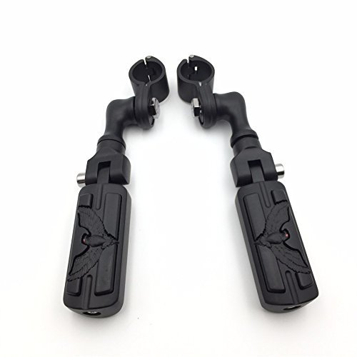 Black Short Angled Peg Mounting Kit With Hawk Foot For Bike Equipped 1 25 Front Engine Guard Frame Tube Iron 883 Electra Glide