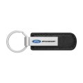 Ford Edge Black Pu Leather Strap Silver Metal Bar Key Chain 3 75 In X 1 Modern Style Unisex Adult Keychain