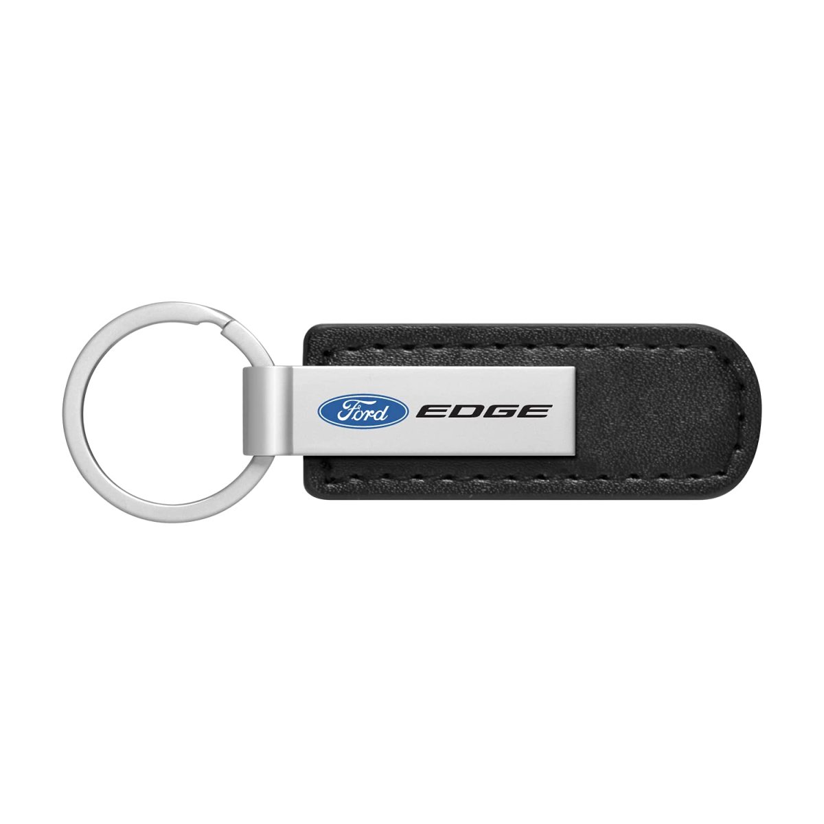 Ford Edge Black Pu Leather Strap Silver Metal Bar Key Chain 3 75 In X 1 Modern Style Unisex Adult Keychain