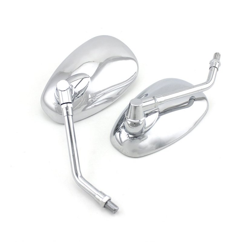 Universal 10mm Chrome Motorcycle Rear View Side Mirrors Oval Handlebar Mount For Street Bike Cruiser Dirt Atv Utv 2 Pack With