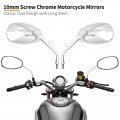 Universal 10mm Chrome Motorcycle Rear View Side Mirrors Oval Handlebar Mount For Street Bike Cruiser Dirt Atv Utv 2 Pack With