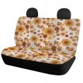 Drydeepin Trippy Hippy Flower Daisy And Sunflower Floral Car Interior Accessories Set For Women 60s 70s 80s Boho Groovy Print