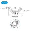 M5x0 8mm Wing Nut 5 Pcs Carbon Steel Butterfly Nuts Fasteners For Machinery Electronic Equipment Diy White