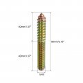 Uxcell M10 Hanger Bolts Length 3-5 32 80mm Double Headed Self-tapping Screw 10mm Wood Joint Furniture Legs 20pcs
