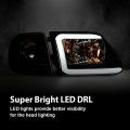 Led Drl Headlights Corner Parking Lights Fit Ford Expedition 1997-2002 Fit F150 1998-2003 F250 1997-1999 Clear Lens Black