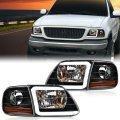 Led Drl Headlights Corner Parking Lights Fit Ford Expedition 1997-2002 Fit F150 1998-2003 F250 1997-1999 Clear Lens Black