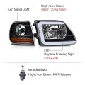 Led Drl Headlights Corner Parking Lights Fit Ford Expedition 1997-2002 Fit F150 1998-2003 F250 1997-1999 Clear Lens Black
