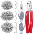 Glarks 362pcs Hog Ring Pliers Withs Kit60pcs 1 2 3 4 3 8 Steel Rings Ring And Anti-cutting Gloves For Upholstery Fencing Diy 