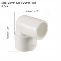 Uxcell 25mm Slip X 20mm 90 Degree Pvc Pipe Fitting Elbow Connector 5 Pcs