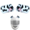 1 Pair Dots Dog Ears Helmet Decorations Curved Horns Motorcycle Accessories Black White