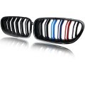 Front Kidney Grille For Bmw 5 Series F10 F11 F18 2010 2016 Fits M5 528i 535i 550i M Color Double Slats Abs Plastic 2 Piece Set 