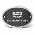 Ipick Image Made For Jeep Gladiator 3d Logo On Carbon Fiber Look Oval Billet Aluminum 2 Tow Hitch Cover