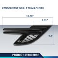 Fender Vent Grille Trim Louver Pair For 2014-2017 Land Rover Range Sport Without Svr Lr044148 Glossy Black