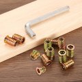 100 Pcs Threaded Insert For Wood 1 4 20 Carbon Steel Studs Hex Socket Drive Nut Inserts Screw In Fastener Connector With Wrench 
