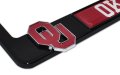 University Of Oklahoma Sooners Black Metal License Plate Frame With 3d Logos Weather Proof Automotive Car Tag Holder 12 25 In X 