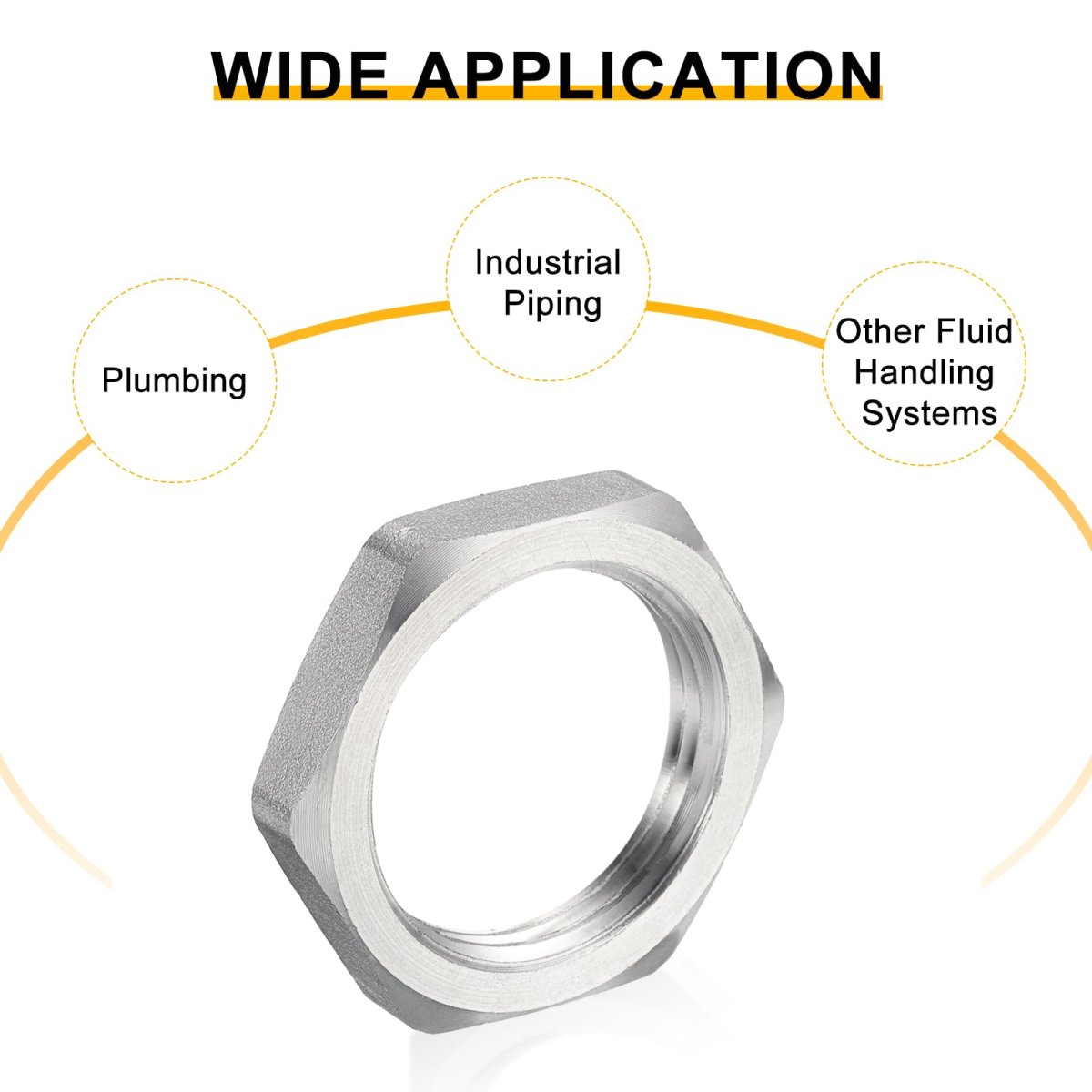 3pcs Cast Pipe Fitting Hex Locknut 304 Stainless Steel Lock Nut Pt 1 Female Thread For Plumbing Fixed Water Broom And