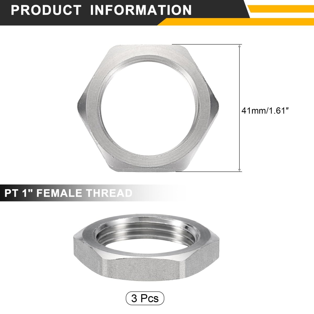 3pcs Cast Pipe Fitting Hex Locknut 304 Stainless Steel Lock Nut Pt 1 Female Thread For Plumbing Fixed Water Broom And