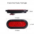 Npauto 2pcs 6 Oval Trailer Tail Lights 24 Red Led Stop Turn Brake Waterproof Flush Mount For Rv Truck