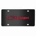 Ipick Image Compatible With Dodge Challenger In Red 3d Logo On Black Carbon Fiber Patten Stainless Steel License Plate