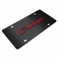 Ipick Image Compatible With Dodge Challenger In Red 3d Logo On Black Carbon Fiber Patten Stainless Steel License Plate